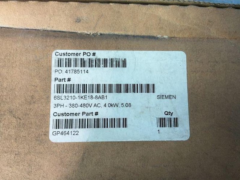 Siemens 4 Kw Variable Frequency Converter - 6sl3210-1ke18-8ab1