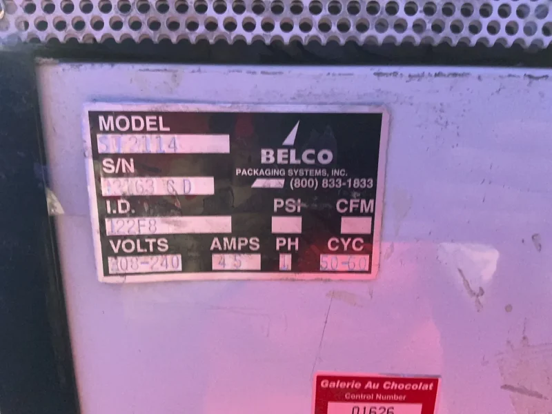 BELCO PACKAGING SYSTEMS 18”X60” BELT HEAT SHRINK TUNNEL  -  ST2114