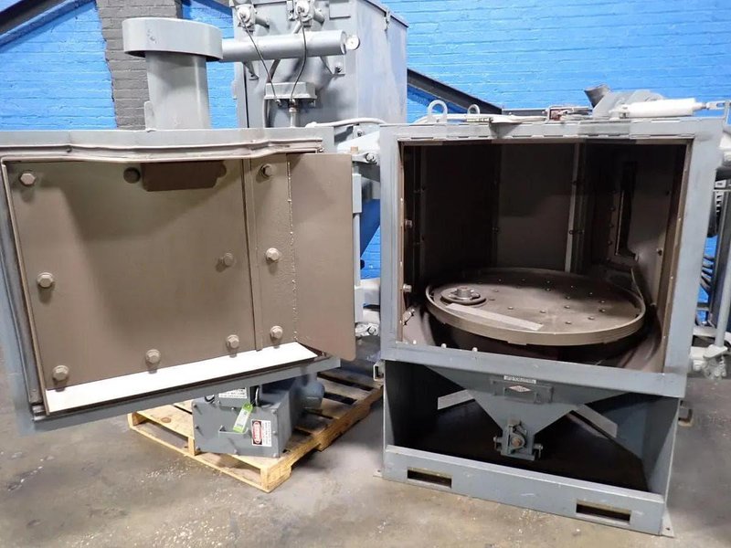 Gibson 36″ TAB Rotary Table Shot Blast Machine, 2014 – 5 HP VFD Wheel, with Dust Collector