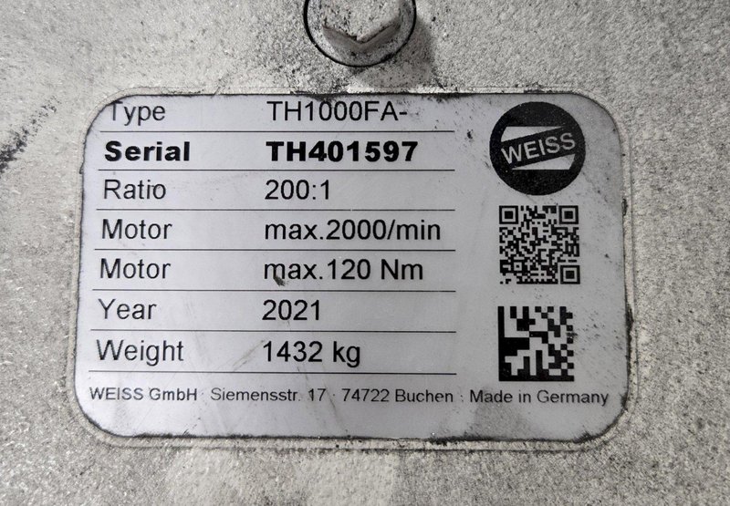 WEISS TH1000FA ROTARY INDEXER USED