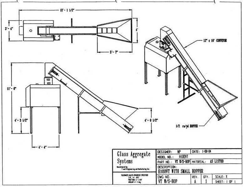 Glass Aggregate System H-100VT GLASS CRUSHER RECYCLER WITH CONVEYOR: YOBRO #24511