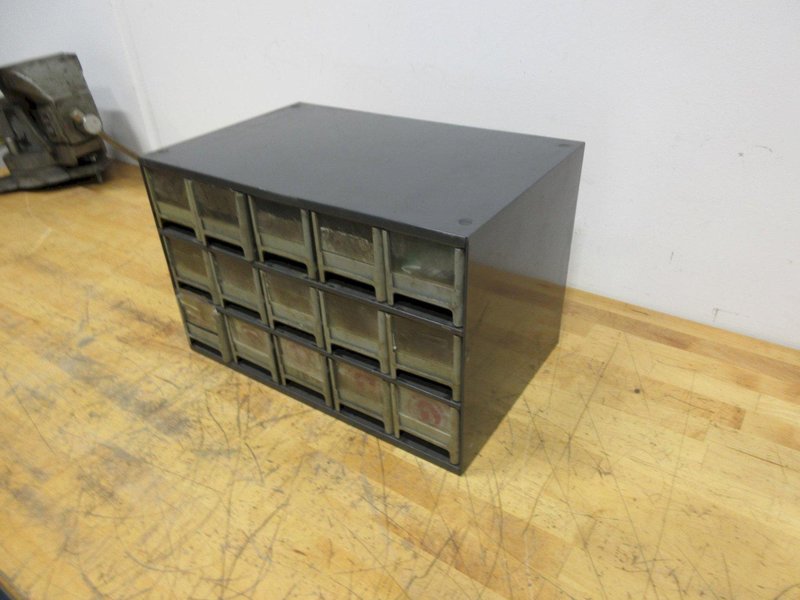 Multi Bin 15 Drawer Organizer with Contents of  Hardware and Tooling- Auction Item