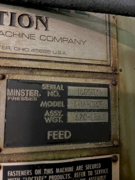 14&quot; Minster Servo Feed Model# 3-14-EMF