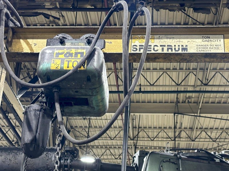 1000 LB (1/2 TON) X 8&#039; X 10&#039; P&amp;H SPECTRUM FREE STANDING JIB CRANE &amp; P&amp;H POWERED HOIST: STOCK #20216