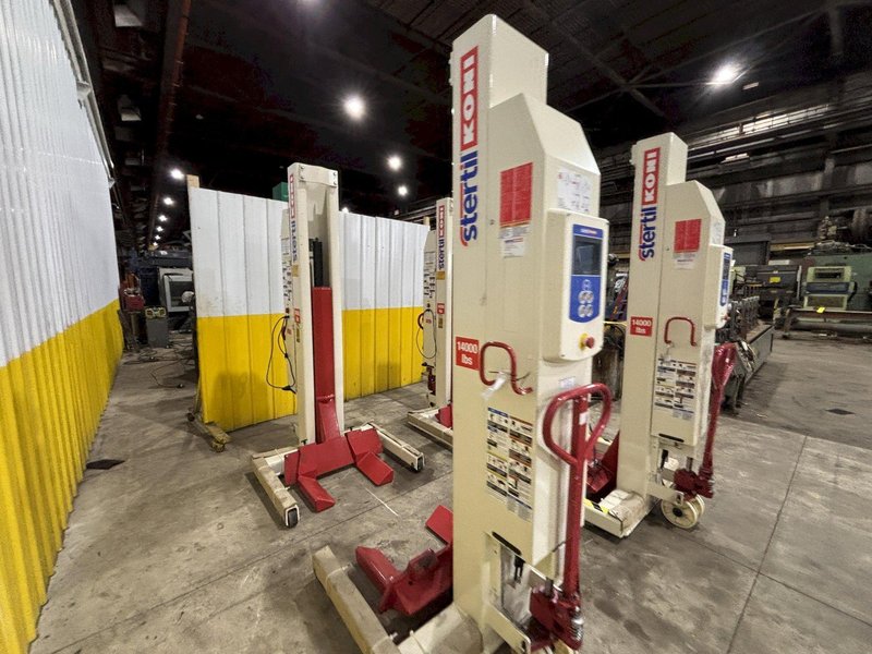 (4) 14,000 LBS STERTIL-KONI ST-1064FWA MODEL #38627535-05  ELECTRIC BATTERY WIRELESS HEAVY DUTY MOBILE COLUMN VEHICLE LIFTS 2019: STOCK #23595