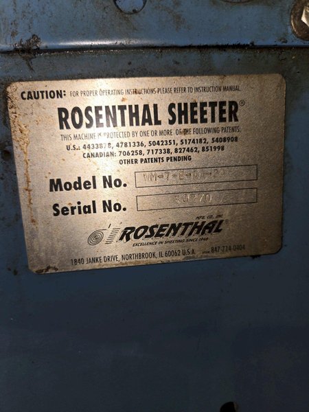 WM-7-E-AA-24 ROSENTHAL SHEETER. STOCK # 0772126