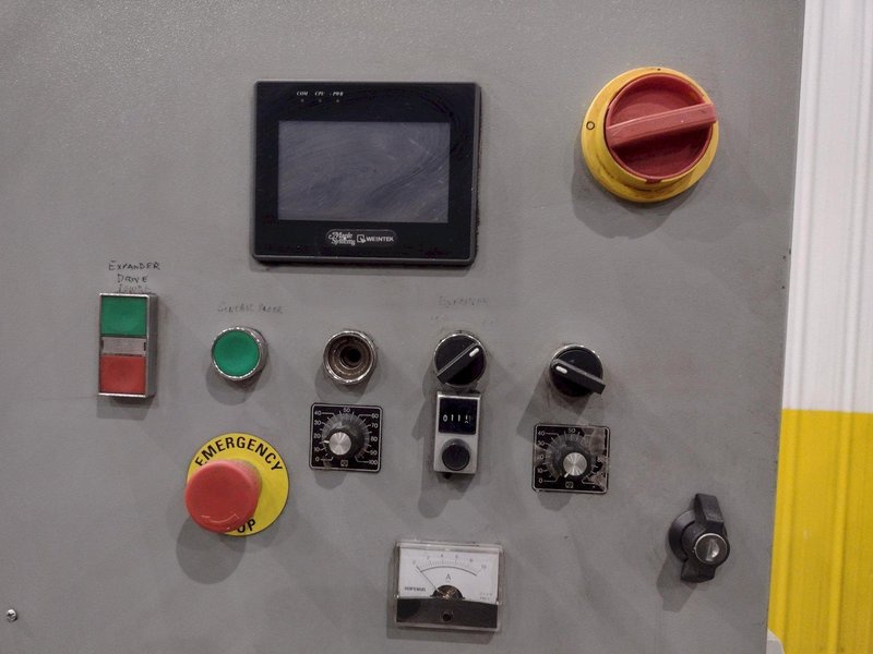 48” WIDE x 30 HP HYDRAULIC IN-LINE COIL PRESS &amp; SHEAR WITH PLC VARIABLE SPEED DRIVE: STOCK #22968