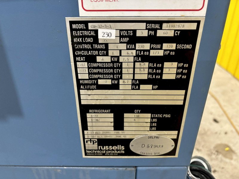 RUSSELLS MODEL #GD-32-3-3 ENVIRONMENTAL CHAMBER: STOCK #20979