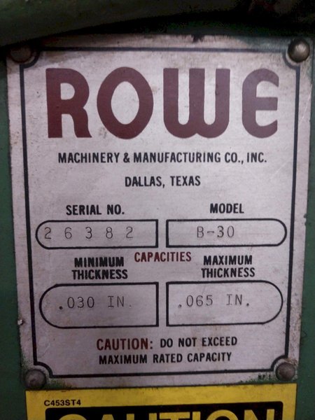 30" WIDE X .065" ROWE 7 ROLL POWERED COIL STRAIGHTENER: STOCK #13903
