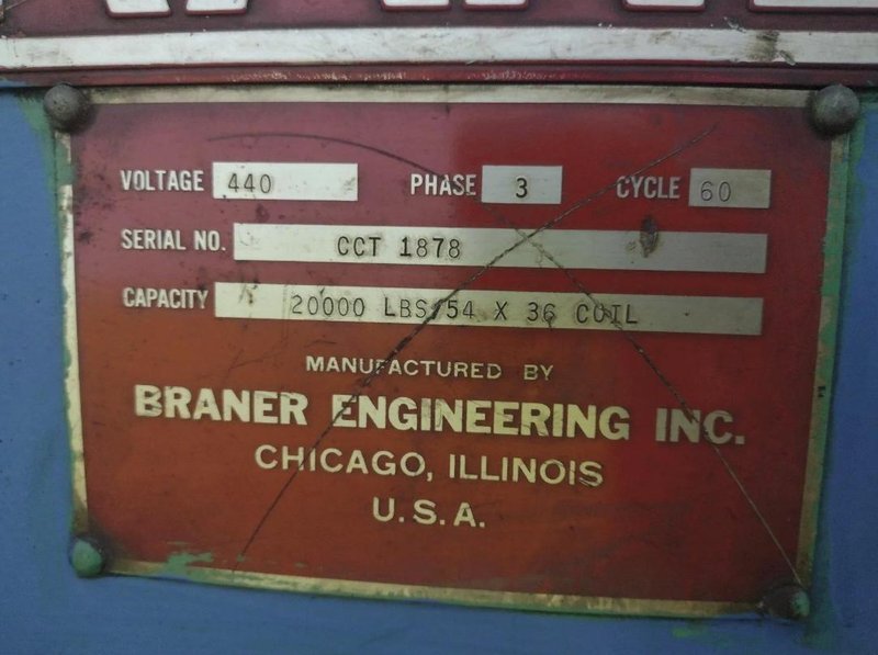 20,000 LBS X 54" X 36" BRANER COIL UPENDER. STOCK # 0435126