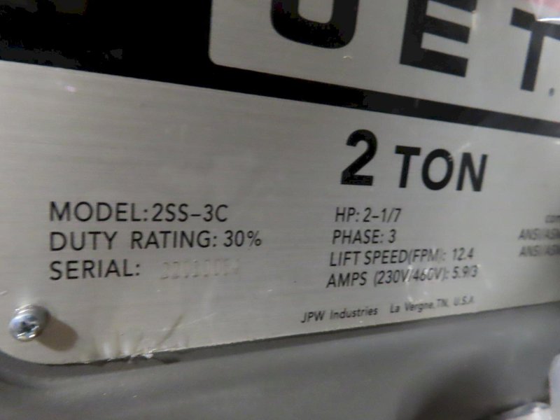 Jet 2SS-3C-15 (Model 231500) 2 Ton Electric Chain Hoist (New in Box)- Auction Item