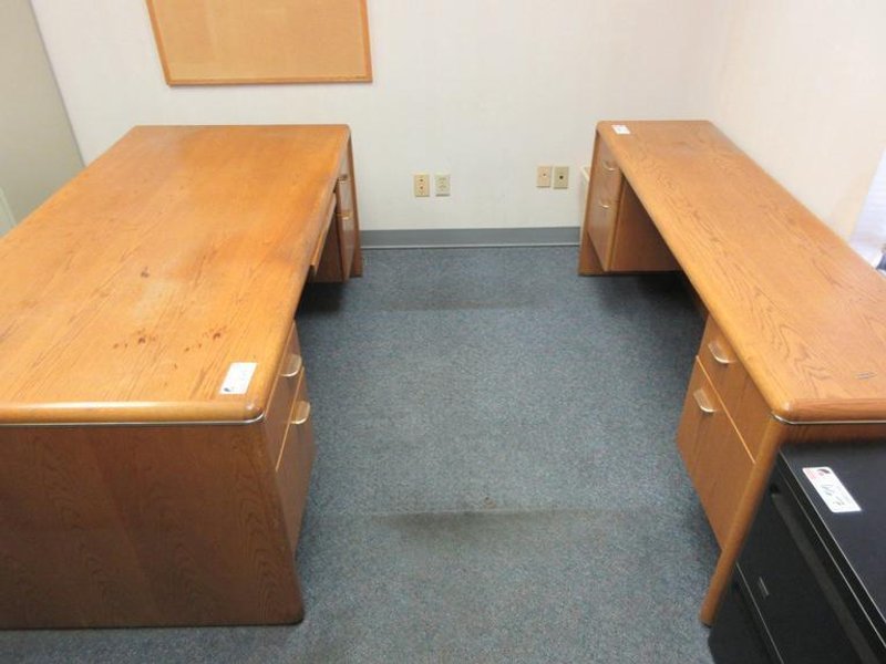 Wooden Office Main Desk and Rear Desk- Auction Item