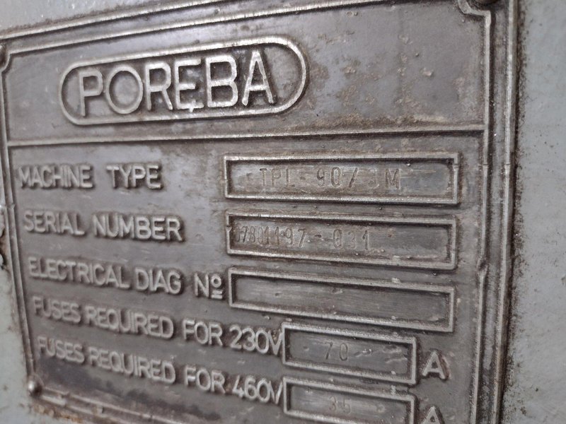 38&quot; X 120&quot; POREBA MODEL TPL-90/M *** 12&quot; HOLLOW SPINDLE *** ENGINE LATHE: STOCK #18538