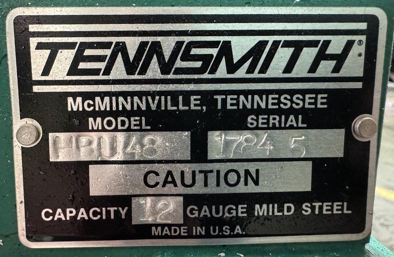 48" x 12 Ga. Tennsmith Box &amp; Pan Brake , Floor Model, Complete Set Of Fingers