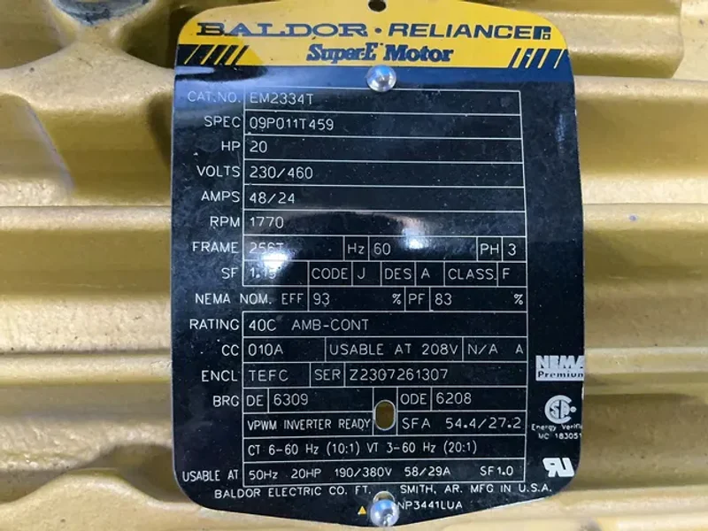 BALDOR 20 HP MOTOR  -  EM2334T