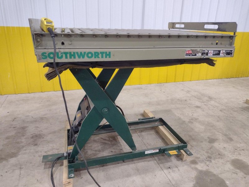 3800 LB X 57" X 42" SOUTHWORTH MODEL #LS4-36 ROLLER TOP HYDRAULIC LIFT TABLE: STOCK #20881