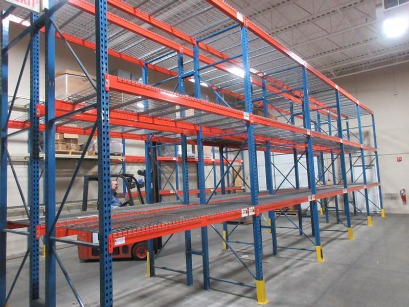 Pallet Racking - (2) Back to Back Bays: (10) 14'H x 42" Uprights, Teardrop Style, (30) 8' Shelves, Wire Decking- *NO CONTENTS*- Auction Item