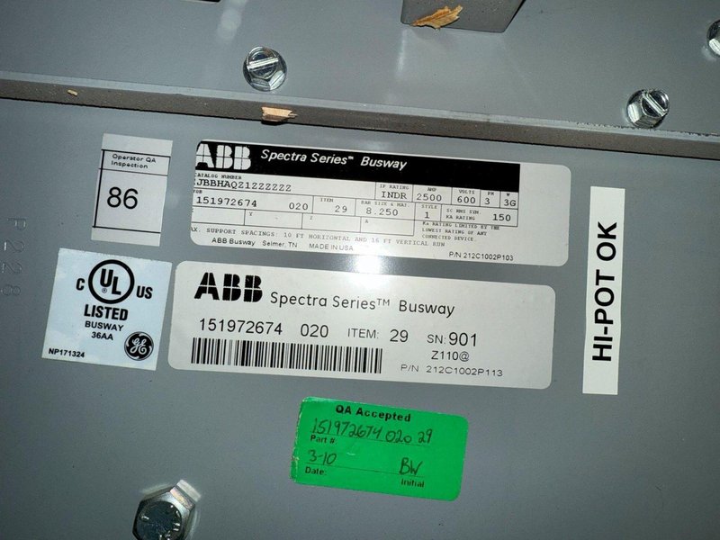 ABB 2500A Spectra Series Copper Center Tap Box INDR, 600V, 3PH NEW