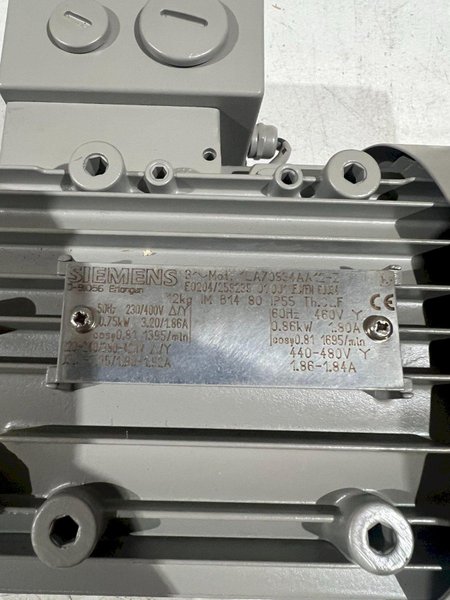 SIEMENS 1LA70834AA12-Z MOTORS 440/480V 3 HP 1695 RPM USED