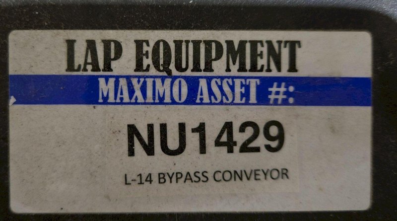 LAP EQUIPMENT NU1429 BYPASS CONVEYOR USED