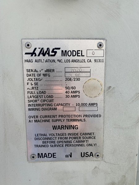 1996 HAAS VF-0 Vertical Machining Center