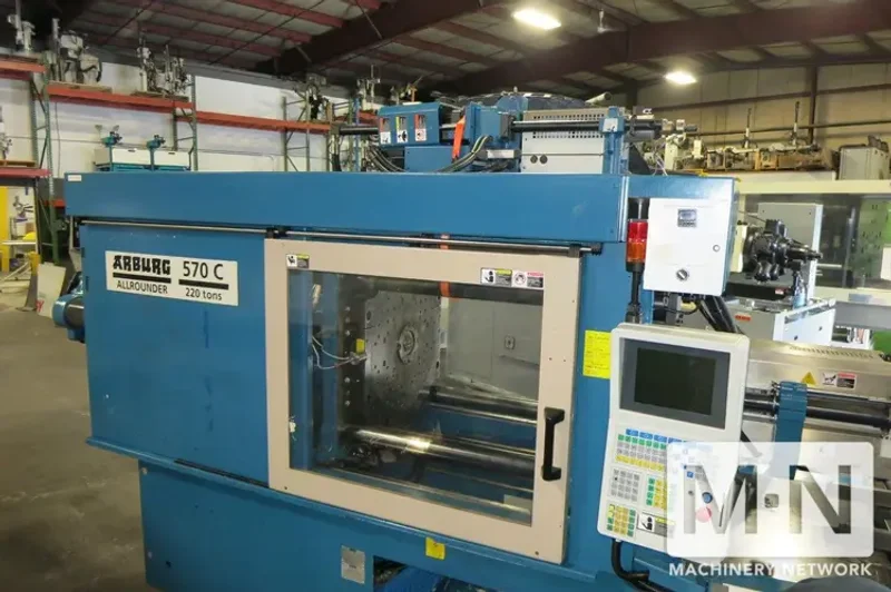 220 TON 6.2 OZ /0.6 OZ ARBURG MODEL 2-COLOR 570C2000-800/60 INJECTION MOLDING  MFG 2005