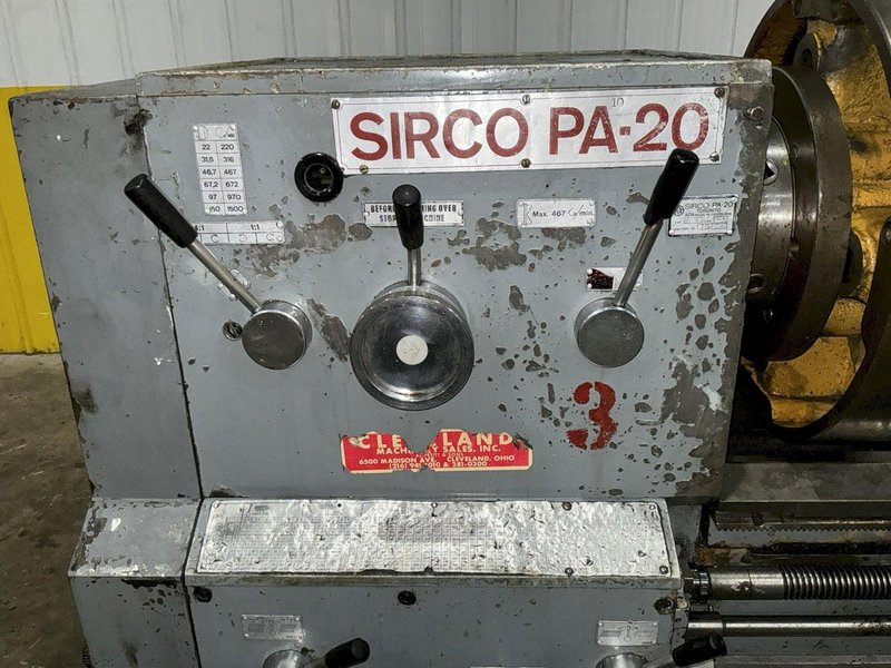 20"/27" X 80" SIRCO MODEL #PA-20 GAP BED ENGINE LATHE 2-1/8" HOLE : YOBRO #25910