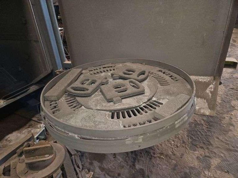 Viking 6&#039; swing table blast cleaning system with Micro Air cartridge dust collector, 2- direct drive shot wheels