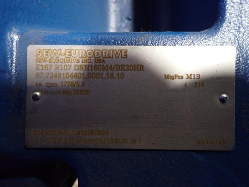 SEW 15 HP GEAR DRIVE  -  K167 R107 DRN160M4/BE20HR