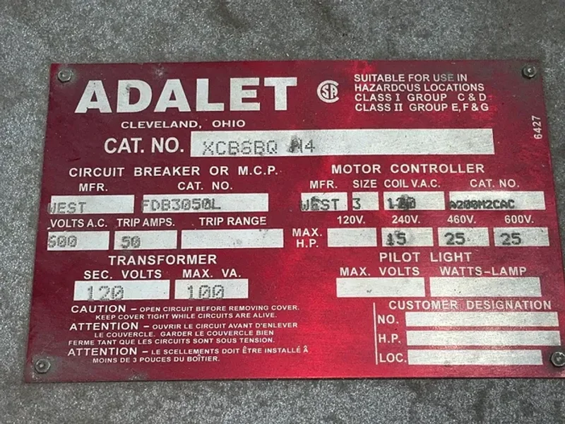 ADALET 15/25HP STARTER ENCLOSURE  -  XCBSAQ N4