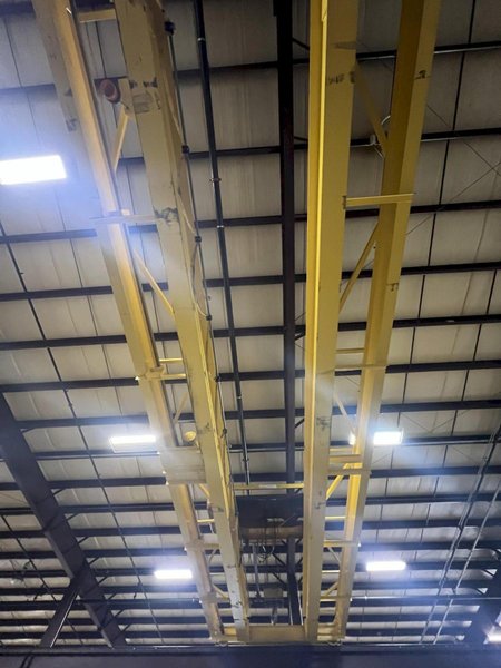 15 TON X 45' ROBBINS &amp; MYERS DOUBLE GIRDER OVERHEAD BRIDGE CRANE, NO HOIST: STOCK #19443