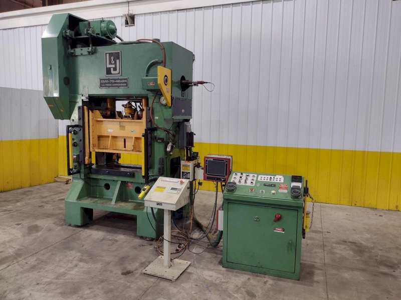 75 TON X 42" X 24" L&amp;J MODEL #EM275 HIGH SPEED STRAIGHT SIDE STAMPING PRESS, 2.5" STROKE: STOCK #23627
