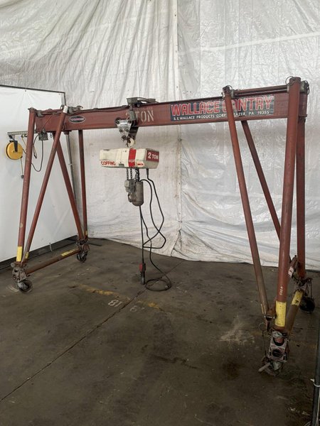 2 TON WALLACE A FRAME ROLLING GANTRY CRANE. STOCK # 0523823