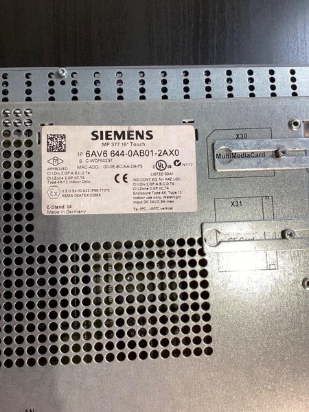 SIEMENS MP377 15″ Touch Panel 6AV6 644‑0AB01‑2AX0 USED