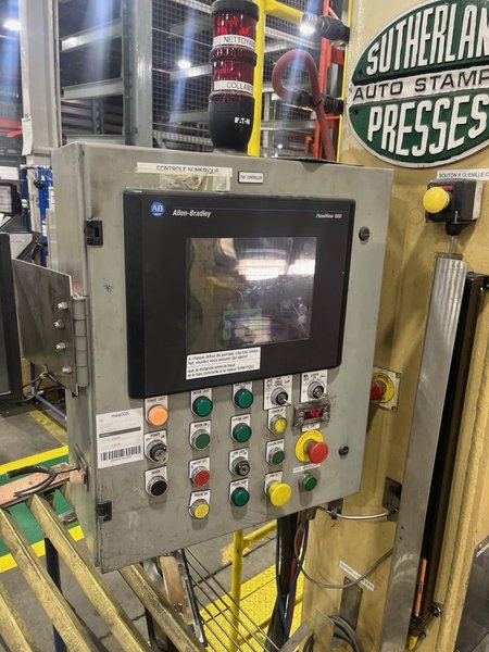 300 Ton Sutherland Hydraulic Straight Side Press, 2001 – Alan Bradley PanelView 1000 Control