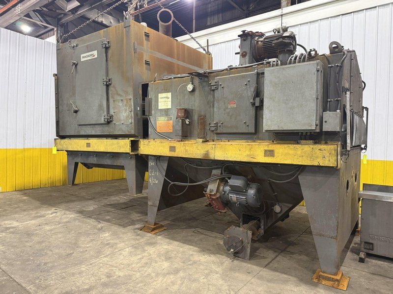 72" WIDE x 16" HIGH PANGBORN MODEL #ES1821-125 TOP &amp; BOTTOM PLATE SHOT BLAST MACHINE, WITH DUST COLLECTOR: YOBRO #25181