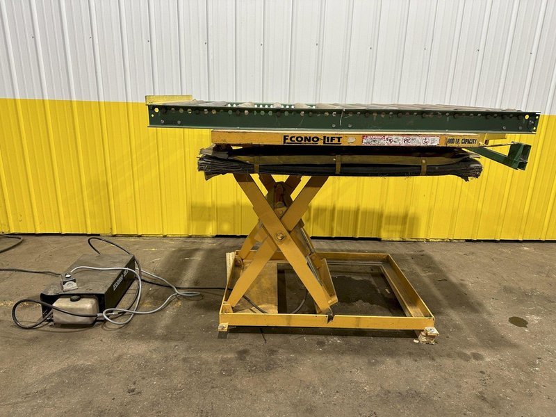 4000 LB X 40" X 36" ECONO-LIFT MODEL 3SL-36-40 HYDRAULIC SCISSOR LIFT TABLE WITH ROLLER TOP: STOCK #20920