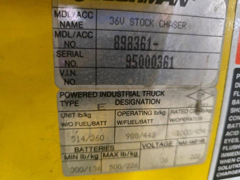 36 VOLT CUSHMAN MODEL 898361 STOCK CHASER/TUGGER CART: YOBRO #24662