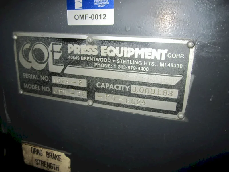 8,000 LBS X 24" COE MODEL #CPR-DE DOUBLE END PULL OFF COIL REEL UNCOILER: YOBRO #24985