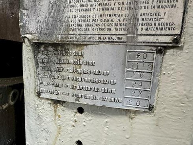 150/110 TON BLISS MODEL #3-3/4-B DOUBLE ACTION TOGGLE PRESS