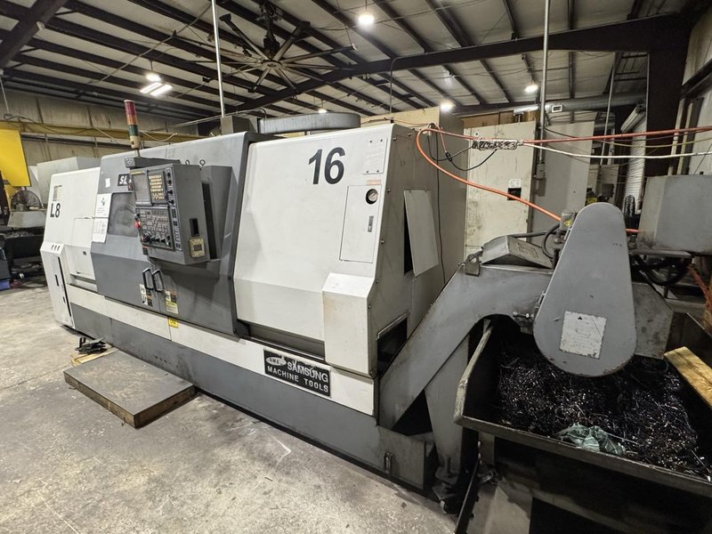 Samsung SL40/1500 CNC lathe, 2012 – RIP Steady Rest, 4.6″ Spindle Bore, Fanuc 0i-TD Control