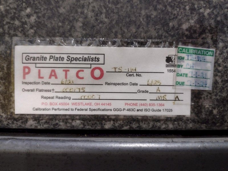 48" X 30" X 6" BLACK PLATCO GRANITE SURFACE PLATE TABLE : YOBRO 25960