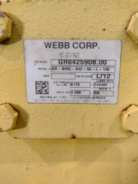 40 TON (80,000 LBS) x 15' WEBB MODEL R-500 POWERED TANK TURNING ROLLS; 1 DRIVE &amp; 3 IDLERS: STOCK #23747