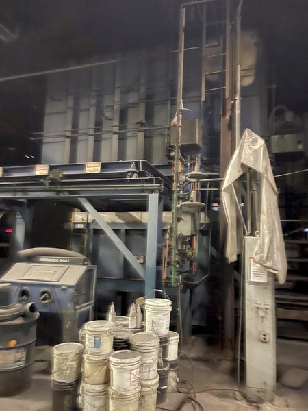 2- 1997 CEC drop bottom heat treat furnaces s/n 2636 and 2650 with common traveling quench tank, 2- drop bottom furnaces, controls, work area is 68" x 120" x 84" high, 100" quench tank, 5,000# capacity, 10 second quench, gas fired