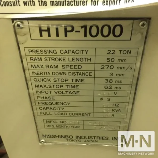 NISSHINBO MAP 1000 CNC TURRET PUNCH