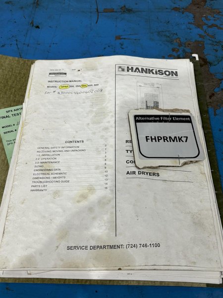 300 CFM HANKISON MODEL #HPRP300 REFRIGERATED AIR DRYER: STOCK #21829