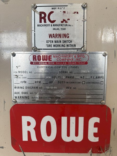 30" X .065" ROWE B-30 POWERED STRAIGHTENER. STOCK # 0223626.