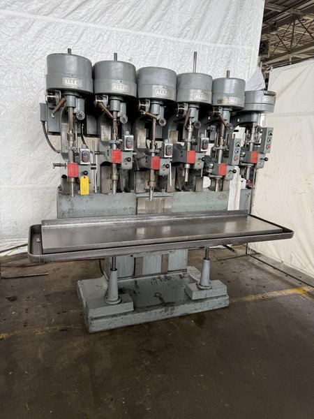 6-SPINDLE ALLEN VARIABLE-SPEED GANG DRILL PRESS. STOCK # 0550325