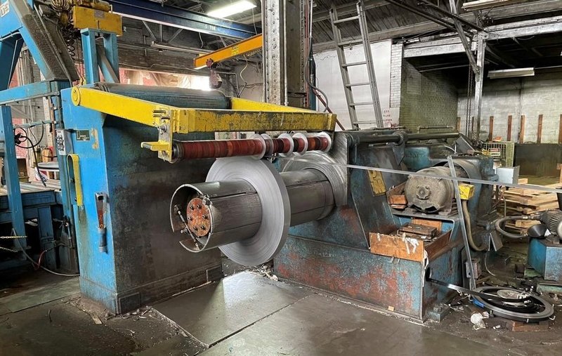 54" X 6.00" X 30,000# PRODUCTION MACHINERY SLITTING LINE WITH BANDING LINE STOCK# 3165