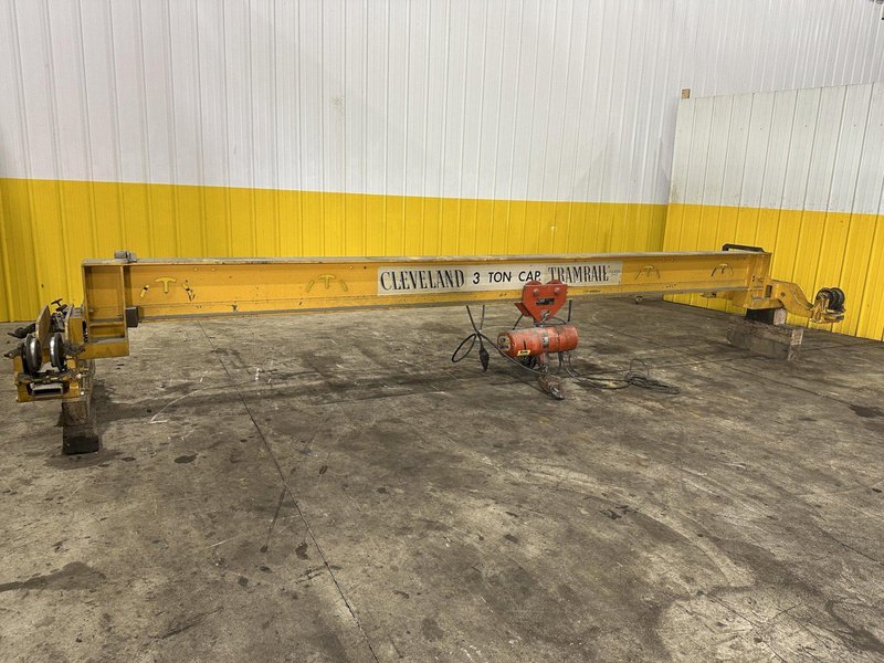 3 TON X 17' CLEVELAND TRAMRAIL UNDERSLUNG BRIDGE CRANE W/3-TON CM LODESTAR HOIST: STOCK #23053